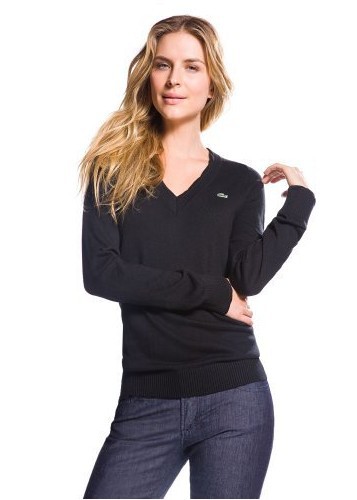 pull noir lacoste femme