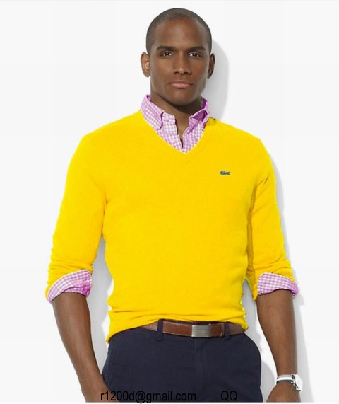 pull lacoste jaune homme